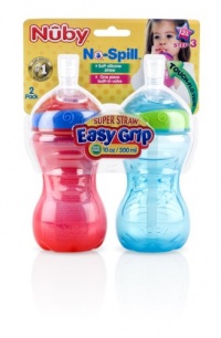 Nuby 2 Count Super Straw Easy Gripper, 10 Ounce