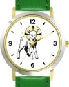 The Lamb with Halo Christian Theme - WATCHBUDDY® DELUXE TWO-TONE THEME WATCH - Arabic Numbers - Green Leather Strap-Children's Size-Small ( Boy's Size & Girl's Size )