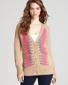 Chalet chic meets prepster cool as a crisp pattern and color-pop palette inspire a sumptuous Juicy Couture cardigan.