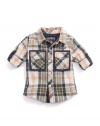 GUESS Shirt with Back Artwork, PLAID (18M)