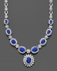 For the woman who deserves the best. This royalty-inspired necklace by Effy Collection features oval-cut sapphires (4-3/8 ct. t.w.) and round-cut diamonds (2-1/3 ct. t.w.) set in 14k white gold. Approximate length: 16 inches. Approximate drop: 1 inch.