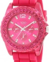 XOXO Women's XO8042 Rhinestone Accent Fuschia Silicone Strap Watch