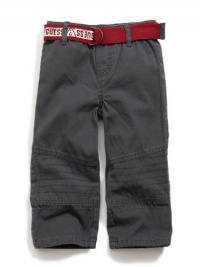 GUESS Kids Boys Toddler Belted Pant with Stitch Detail, DARK GREY (12M)