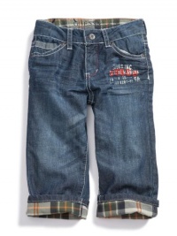 GUESS Kids Boys Toddler Profile Stitch Jean, DARK STONEWASH (24M)