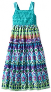 Bloome Girls 7-16 Aztec Printed Maxi Dress, Multi/Turquoise , 16