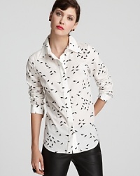 Embrace a different kind of animal print with this Milly top featuring a unique bird print. Mix it up by wearing the sleeves long, or rolled up with stacks of bracelets.