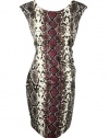 Calvin Klein Womens Snake Print Sleeveless Sheath Dress