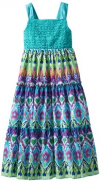 Bloome Girls 7-16 Plus Size Aztec Printed Maxi Dress, Multi/Turquoise , 16.5