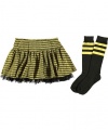 Beautees Houndstooth Wild Scooter Skirt with Socks (Sizes 7 - 16) - gold/black, 7