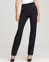 Silver zip pockets edge up these BASLER stretch gabardine pants, cut in a straight silhouette for everyday style and versatility.