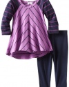 Splendid Littles Baby-girls Infant Lacrosse Stripe Tunic Set, Purple/Navy, 18-24 Months