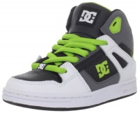 DC Kids Rebound Skate Shoe (Little Kid/Big Kid),White/Black/Soft Lime,10.5 M Little Kid