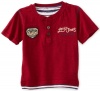 Levi's Baby-boys Infant Short Sleeve 2Fer Henley, Deep Red, 12 Months