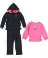 Nautica Sportswear Kids Girls 2-6X Long Sleeve Knit Top Fleece Hoodie Set