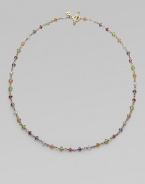 From the Karina Collection. A rainbow of faceted semi-precious stones in gentle colors defines this delicate link necklace. Aquamarine, peridot, pink tourmaline, citrine and iolite 18k yellow gold Length, about 18 Signature toggle closure Imported