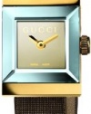 Gucci Women's YA128506 G-Frame Square Brown Satin Strap 18k Case Watch