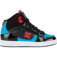 DC Kids Rebound Skate Shoe (Little Kid/Big Kid),Black/Athletic Red/Turquoise,6 M US Big Kid