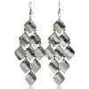 MULTI LEAF SHAPED BLK Shimmering Sparkle Finish Gunmetal Color Dangle Earrings