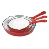 Heuck 33062 Porcelain Enamel Cast Iron 3 Piece Skillet Set, Red