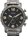 Fossil Nate Stainless Steel Watch Burnished Silver-Tone