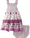 Blueberi Boulevard Baby-girls Newborn Smock Floral Sundress, Violet, 6-9 Months