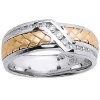 14K Two Tone Gold Basket Weave Diamond Wedding Band (0.21 Cttw, GH Color, SI Clarity) Ring Size-3