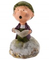 A mess even on Christmas, Pig-Pen sings his heart out, reciting beloved holiday carols in this comical figurine from Peanuts Village. By Department 56.