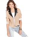 Faux-leather accents modernize Ali & Kris' blazer with the kind of tough-girl edge we're obsessed with this season.