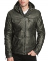 GUESS Quilted Faux-Leather Jacket, PHANTOM (LARGE)