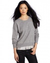 Rebecca Taylor Women's Jersey Combo Pullover Sweater, Grey, Medium