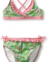 Lilly Pulitzer Girls 2-6X Mini Boardwalk Bikini, Shorely Blue Chomp, 2