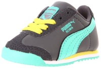 Puma Roma Flower Kids Sneaker (Toddler/Little Kid),Dark Shadow/Aqua Green/Fluorescent Yellow,4 M US Toddler