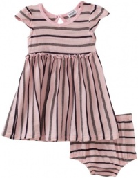 Splendid Littles Baby-girls Infant Slub Stripe Jersey Dress and Bloomer, Pink Ribbon, 18-24 Months