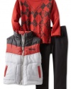 Kenneth Cole Boys 2-7 Puffy Vest 3 Piece Pant Set