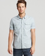 Grab this trustworthy short-sleeve sport shirt for a look you can count on, paired with jeans, shorts or pants for a wear-anytime outfit.