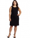 Calvin Klein Women's Plus-Size Seam Dress With Neck Hardware, Black, 14W