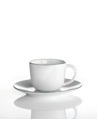 Simply elegant for everyday meals but with a banded edge that shines on formal tables, the Platinum Fine Line demi cup and saucer is a flawless choice for every occasion.