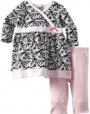 Offspring- Baby Girls Newborn Rosette Dress and Legging Set, Black Multi, 9 Months