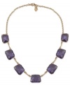 Solid as a rock. This necklace from Carolee is crafted from gold-tone mixed metal with colorful glass and epoxy stones adding a fashion-forward touch. Faceted glass beads provide the sparkle. Approximate length: 16 inches. Approximate drop: 1/8 inch.