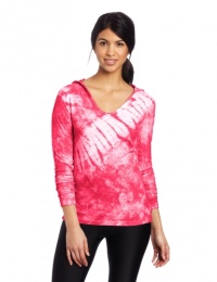 Calvin Klein Performance Women's Tie Dye Hooded Long Sleeve Tee, Pink Pulse, Medium