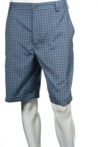 Izod Plaids (Small) Ocean Blue (grey/blue, dk blue and grey) Flat Front Walking Shorts