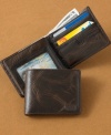 Treated leather puts a vintage vibe on this must-have bifold wallet from Fossil.