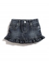 GUESS Kids Girls Denim Flip Skort, MEDIUM STONE (2T)