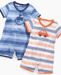 Super cute. He'll be ready for fun and play in this very cute sunsuit by First Impressions.