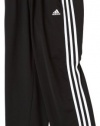 adidas Boys 8-20 Youth 3-Stripes Pant, Black/White, Medium