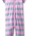 Splendid Littles Baby-girls Newborn Marseille Chambray Stripe Romper, Dahlia, 6-12 Months