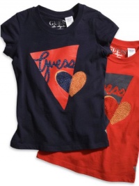 GUESS Kids Girls Little Girl Triangle Heart Tee, ORANGE (4)