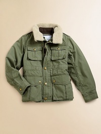 Triple the warmth and comfort, this 3-in-1 topper has a faux fur collar, plenty of pockets and a drawstring waistband