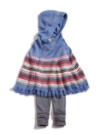 GUESS Poncho Two-Piece Set, BLUE (12M)