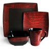 American Atelier Boa 16-Piece Square Dinnerware Set, Red